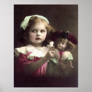  Victoriaans meisje met Doll Art Print