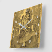 Victoriaans meisje met een dollar op een bank Vierkante Klok (Hoek)