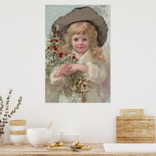 Victoriaans meisje met Holly Poster (Keuken)