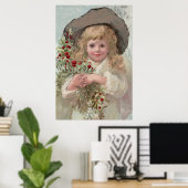 Victoriaans meisje met Holly Poster (Thuiskantoor)