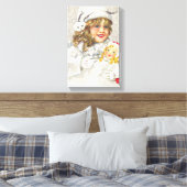 Victoriaans meisje met kerstmis met Doll in sneeuw Canvas Afdruk (Insitu (Slaapkamer))