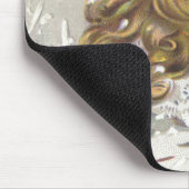 Victoriaans meisje met kerstmis met Doll in sneeuw Muismat (Hoek)