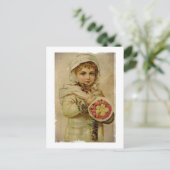 Victoriaans meisje met kerstRozen Feestdagenkaart (Staand voorkant)