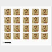 Victoriaans meisje met kerstRozen Vierkante Sticker (Vel)