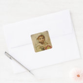 Victoriaans meisje met kerstRozen Vierkante Sticker (Envelop)