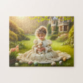 Victoriaans Meisje met Konijn & Paaseieren Legpuzzel (Horizontaal)