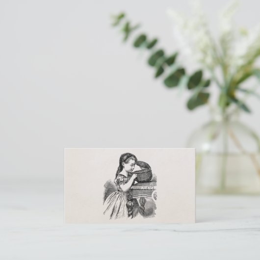  Victoriaans meisje met mand Visitekaartje (Staand voorkant)