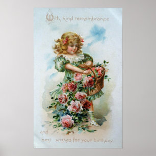 Victoriaans meisje met Rozen Poster