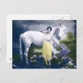 Victoriaans meisje met wit paard briefkaart (Voorkant / Achterkant)