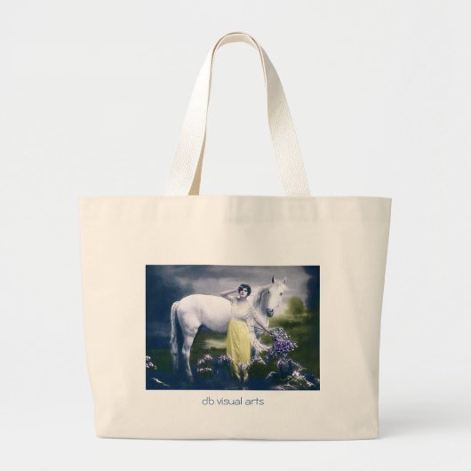 Victoriaans meisje met wit paard grote tote bag (Voorkant)
