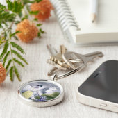 Victoriaans meisje met wit paard sleutelhanger (Zijkant)