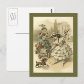  Victoriaans meisje op weg naar het Briefkaart van (Voorkant / Achterkant)