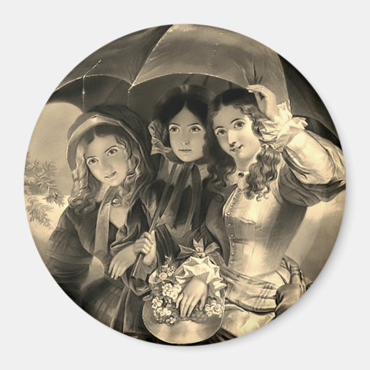 Victoriaans meisje paraplu regen Victoriaans dame Magneet (Voorkant)
