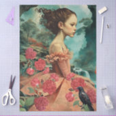  Victoriaans Meisje Raven & Rode Kool Rozen Tissuepapier (Craft)