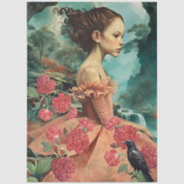 Victoriaans Meisje Raven & Rode Kool Rozen Tissuepapier