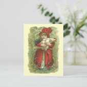  VICTORIAANS meisje: rode kleding en BRIEFKAART mo (Staand voorkant)