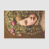 Victoriaans Meisje, Roze Buds Groene Wijnstok BF2  Tissuepapier (Voorkant)