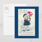 Victoriaans Meisje Vintage Kerst Briefkaart (Voorkant / Achterkant)