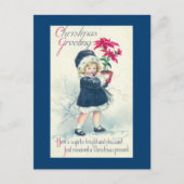 Victoriaans Meisje Vintage Kerst Briefkaart (Voorkant)