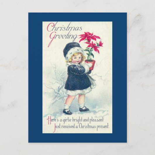 Victoriaans Meisje Vintage Kerst Briefkaart (Voorkant)