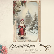  Victoriaans Meisje Winter Kerstmis Decoupage