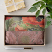 Victoriaans Meisje Zwarte Kat Rode Poppies Abstrac Tissuepapier (Geschenk)