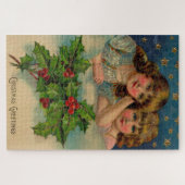 Victoriaans meisjes Kerstmis Groet Legpuzzel (Horizontaal)