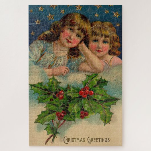 Victoriaans meisjes Kerstmis Groet Legpuzzel (Verticaal)