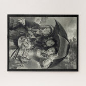 Victoriaans meisjes paraplu regenachtige dag zwart legpuzzel (Horizontaal)