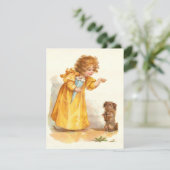 Victoriaans  meisjespartij - 3 of 4 jaar oud kaart (Staand voorkant)