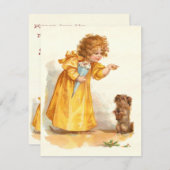 Victoriaans  meisjespartij - 3 of 4 jaar oud kaart (Voorkant / Achterkant)