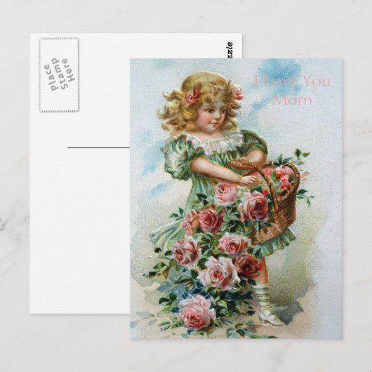 Victoriaans meisjesRozen Engels Liefde Mam Gardens Briefkaart (Voorkant / Achterkant)