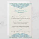 Victoriaans menu Garden Aqua Ivory (Voorkant / Achterkant)