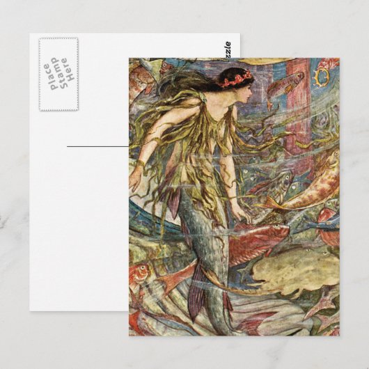 Victoriaans Mermaid Art van H J Ford Briefkaart (Voorkant / Achterkant)