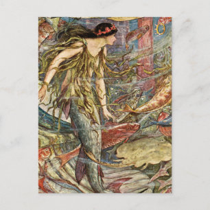 Victoriaans Mermaid Art van H J Ford Briefkaart