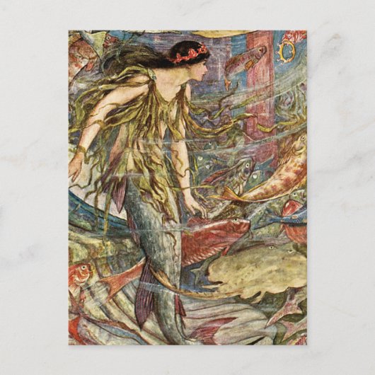 Victoriaans Mermaid Art van H J Ford Briefkaart (Voorkant)