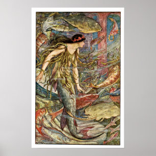 Victoriaans Mermaid Art van H J Ford Poster
