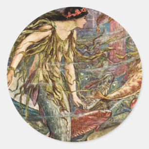 Victoriaans Mermaid Art van H J Ford Ronde Sticker