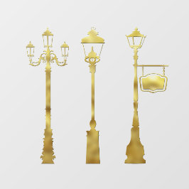 Victoriaans messing Lamp post lantaarn gouden wint Raamsticker