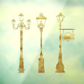 Victoriaans messing Lamp post lantaarn gouden wint Raamsticker (Vel 3)