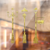 Victoriaans messing Lamp post lantaarn gouden wint Raamsticker (Vel 2)