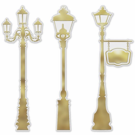 Victoriaans messing Lamp post lichtgoud Sticker (Voorkant)