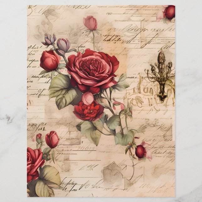 Victoriaans met Red Roses Scrapbook Paper (Voorkant)