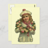  VICTORIAANS met ROOS WREATH LEI BRIEFKAART (Voorkant / Achterkant)