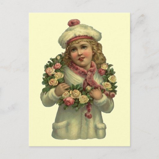  VICTORIAANS met ROOS WREATH LEI BRIEFKAART (Voorkant)