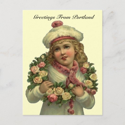  VICTORIAANS met ROZEN Portland OF BRIEFKAART (Voorkant)