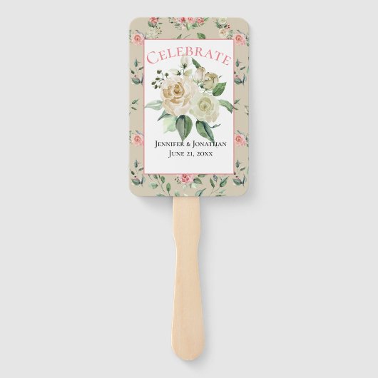 Victoriaans met White Roses Wedding Handwaaier (Achterkant)