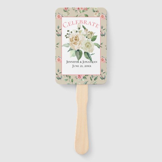  Victoriaans met White Roses Wedding Handwaaier (Voorkant)