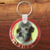 VICTORIAANS MINIATATOR DOG PORTRAITS AIREDALE TERR SLEUTELHANGER (Voorkant)