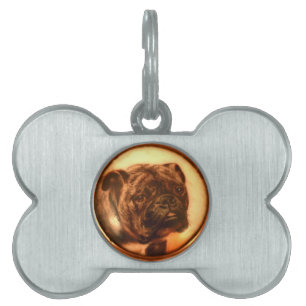 VICTORIAANS MINIATOIRE DOG PORTRAITS BULLDOG HUISDIEREN NAAMPLAATJE